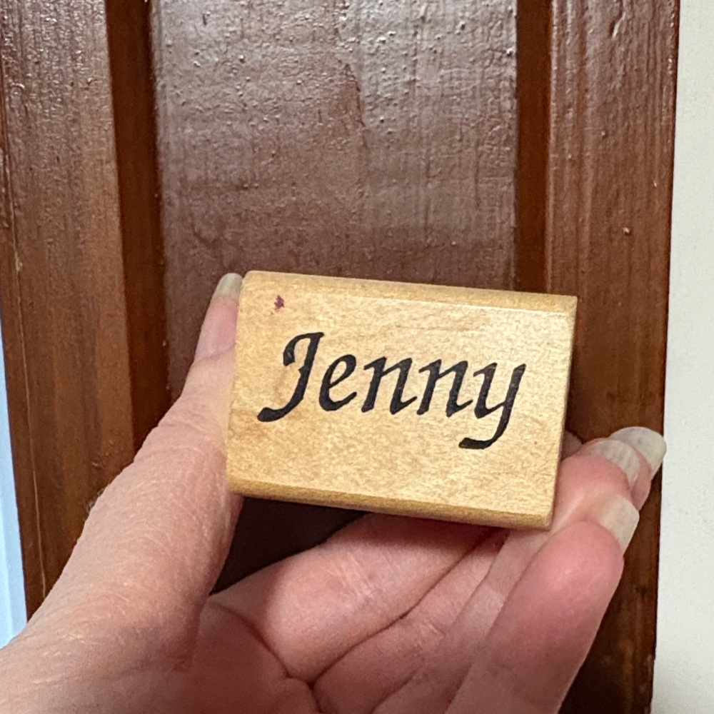 Wooden Custom Rubber Stamp ‘Jenny’ from Inkadinkado vintage 90’s